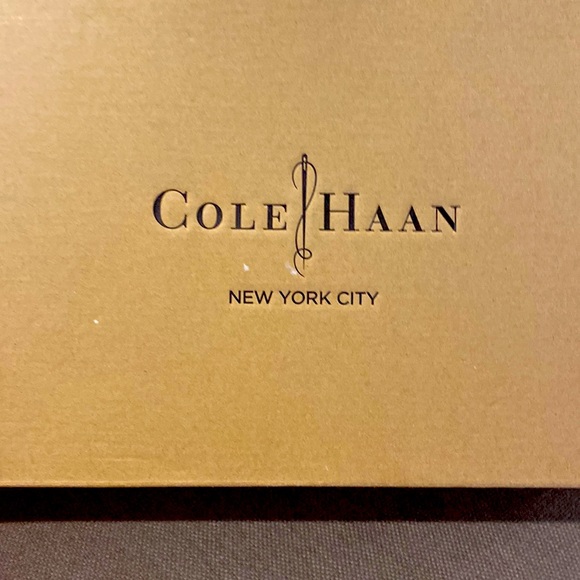 Cole Haan Chelsea slingback stacked heels Sandstone Suedegold heels - Picture 3 of 10